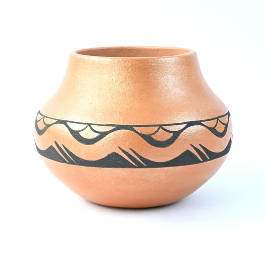 Johnny Cruz San Ildefonso Medium Micaceous Avanyu Bowl-Indian Pueblo Store