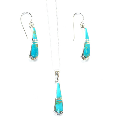 Rick Tolino Turquoise Inlay Earring and Pendant Set-Indian Pueblo Store