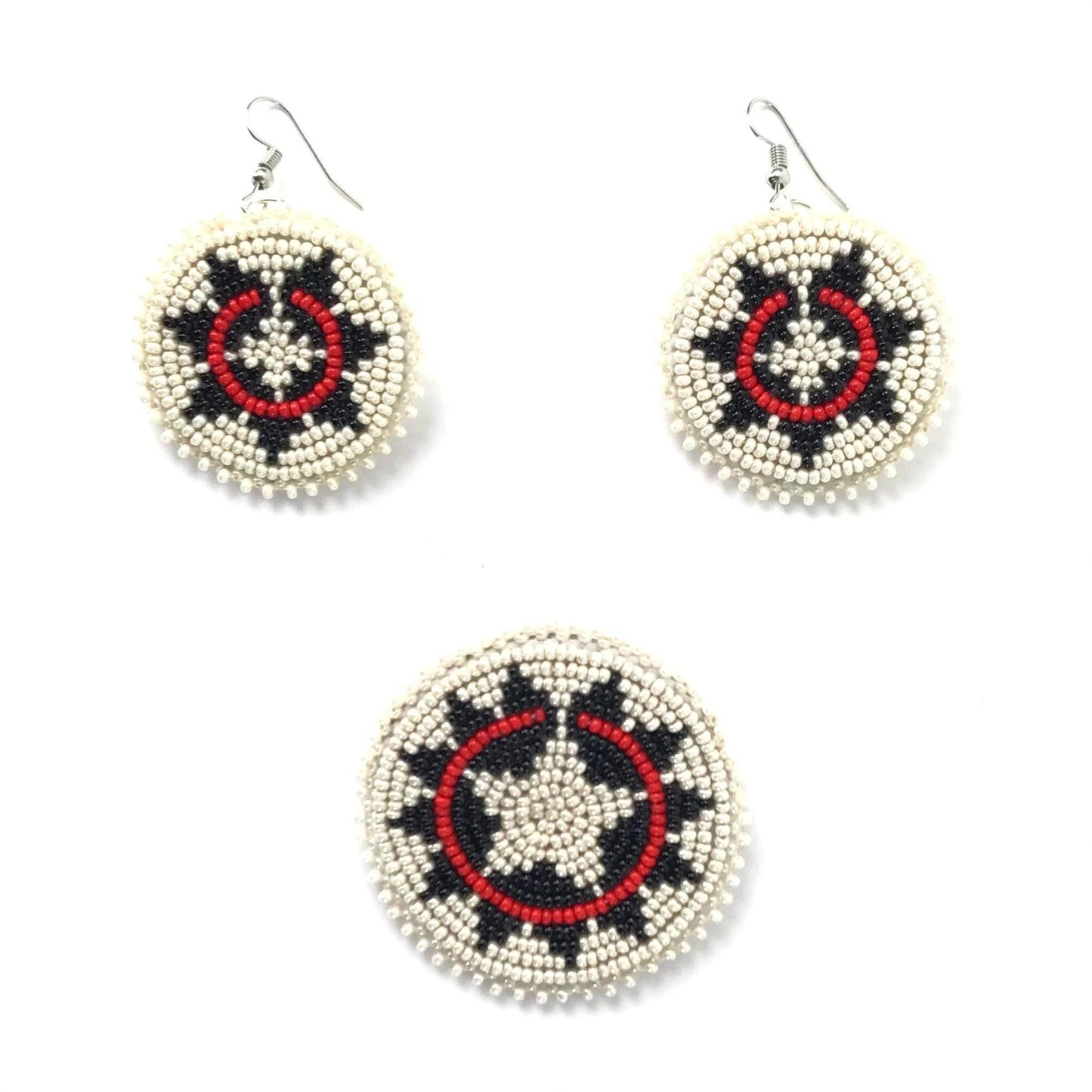 Jeanette Atencio Beaded Wedding Basket Earring and Pin Set-Indian Pueblo Store