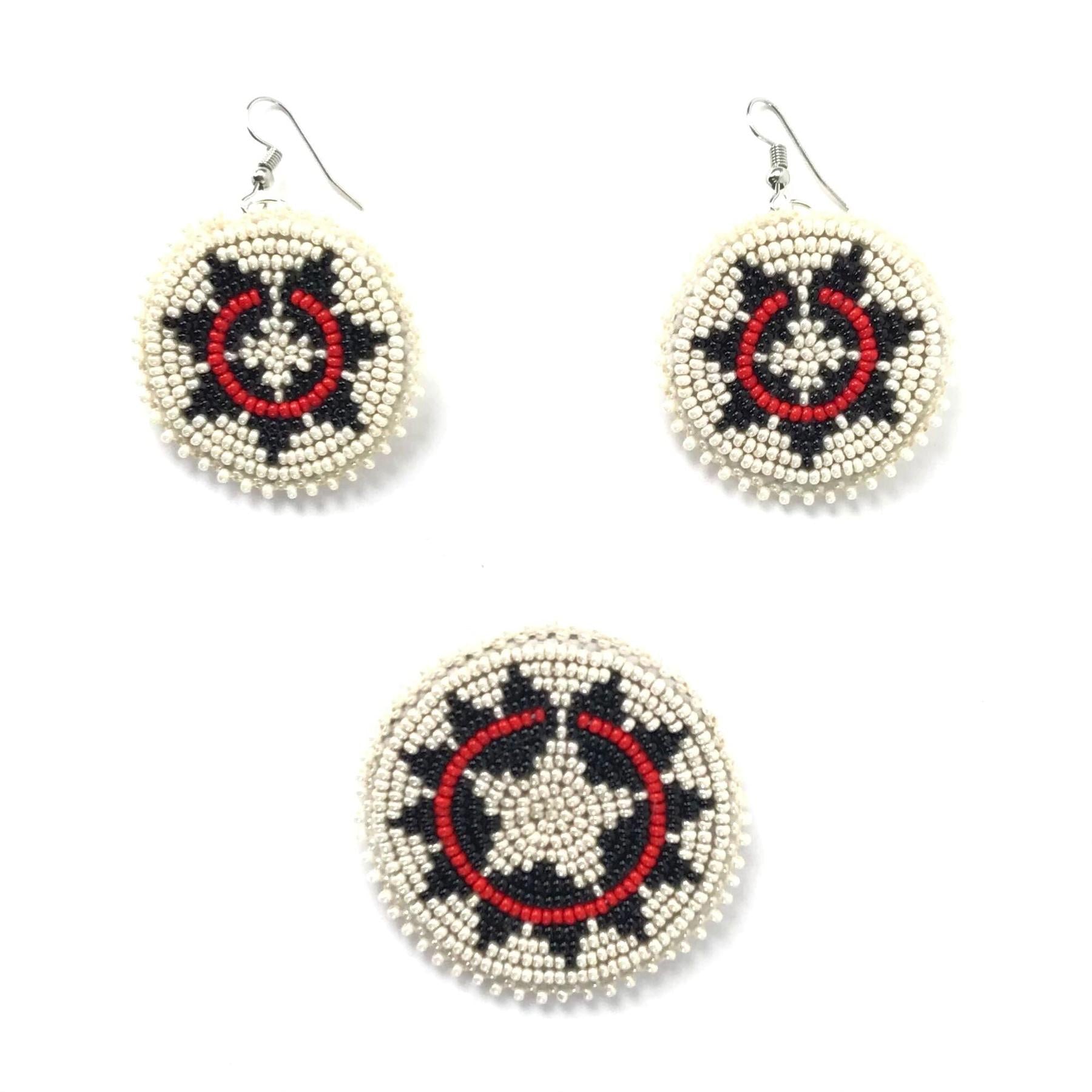 Jeanette Atencio Beaded Wedding Basket Earring and Pin Set-Indian Pueblo Store