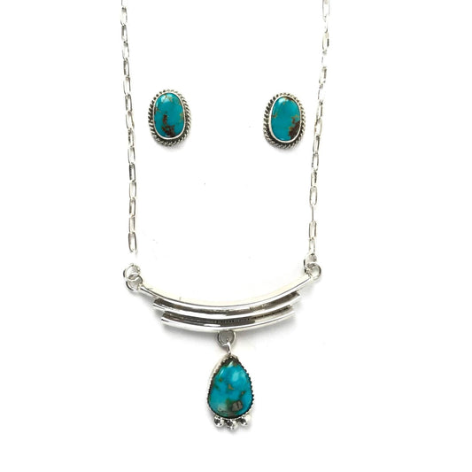 Turquoise Earring and Pendant Necklace Set-Indian Pueblo Store