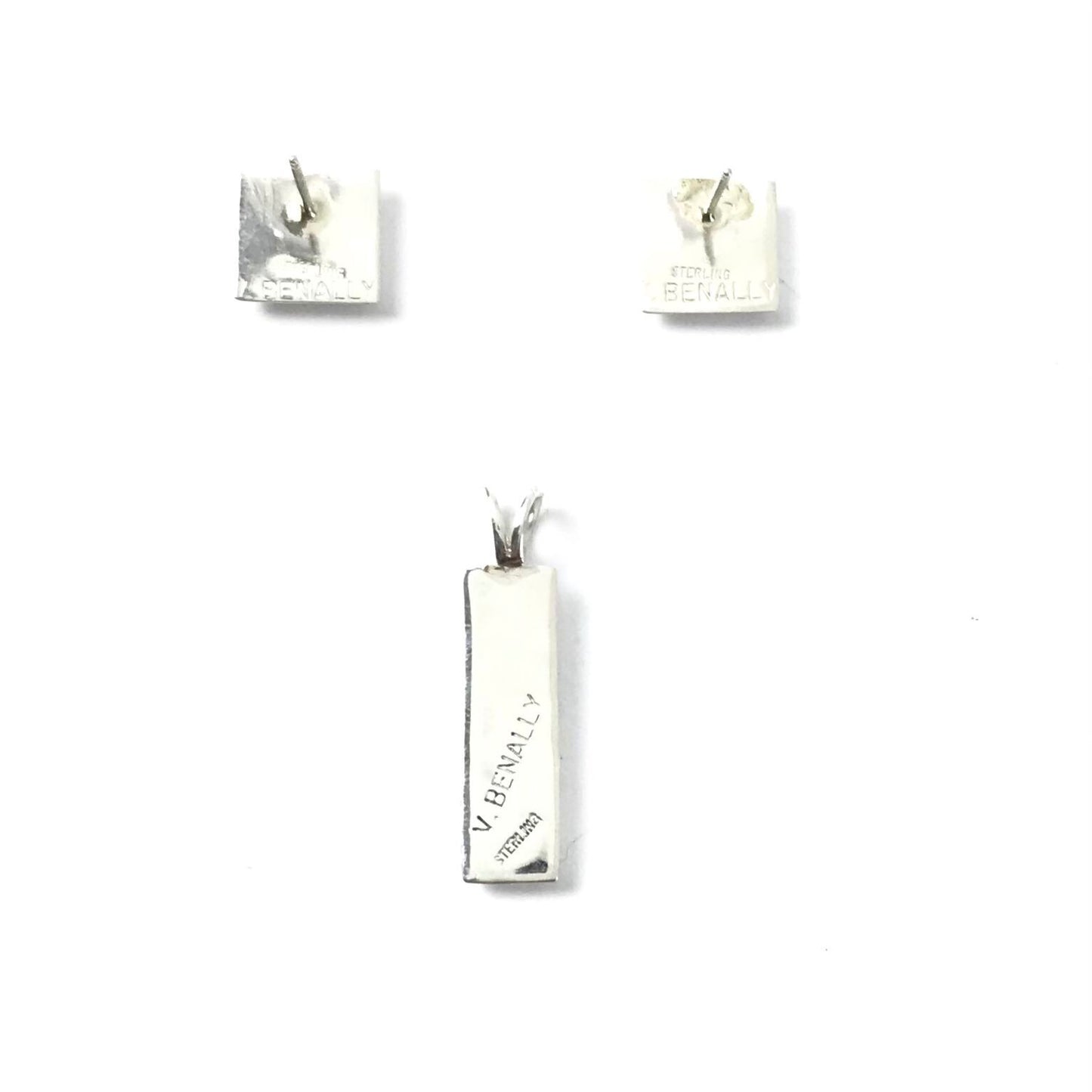 Veronica Benally Pink Mother of Pearl Earring and Pendant Set-Indian Pueblo Store