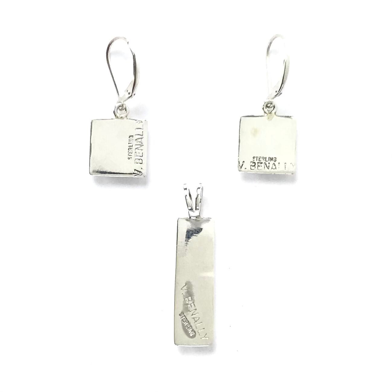 Veronica Benally Turquoise Inlay Earring and Pendant Set-Indian Pueblo Store