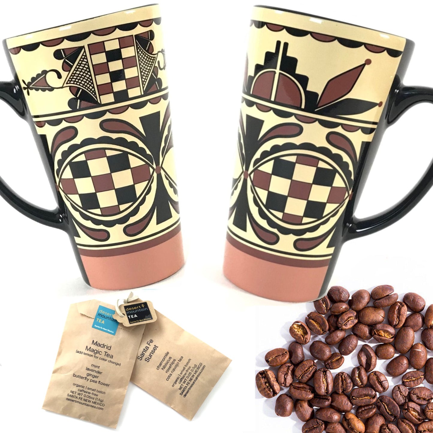 Wesley Vigil Pueblo Moring Two Mug Gift Basket-Indian Pueblo Store