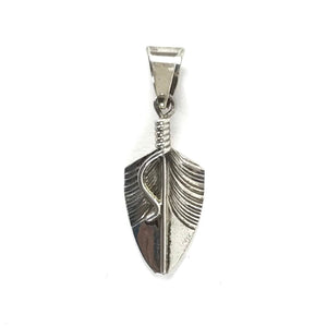 Chris Charley Small Sterling Silver Feather Pendant-Indian Pueblo Store