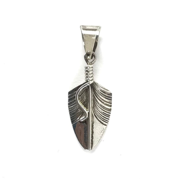 Chris Charley Small Sterling Silver Feather Pendant-Indian Pueblo Store