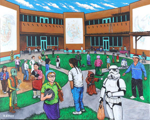 Ryan Singer "Star Wars Meets IPCC" Acrylic Painting-Indian Pueblo Store