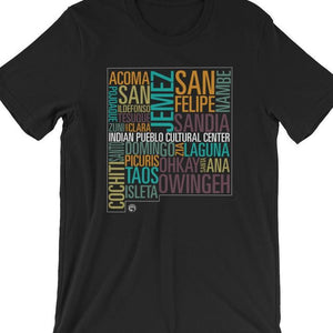 19 Pueblos of New Mexico Unisex T-Shirt - Shumakolowa Native Arts