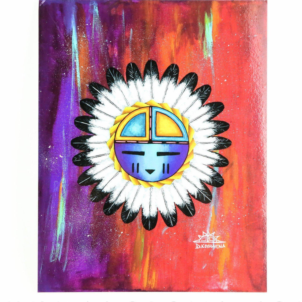 Duane Koyawena Sunface Red Print - Shumakolowa Native Arts