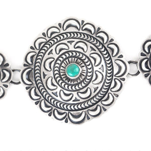 Harold Joe Navajo Stamp Concho Necklace - Shumakolowa Native Arts