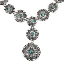 Load image into Gallery viewer, Harold Joe Navajo Stamp Concho Necklace - Shumakolowa Native Arts
