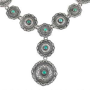 Harold Joe Navajo Stamp Concho Necklace - Shumakolowa Native Arts