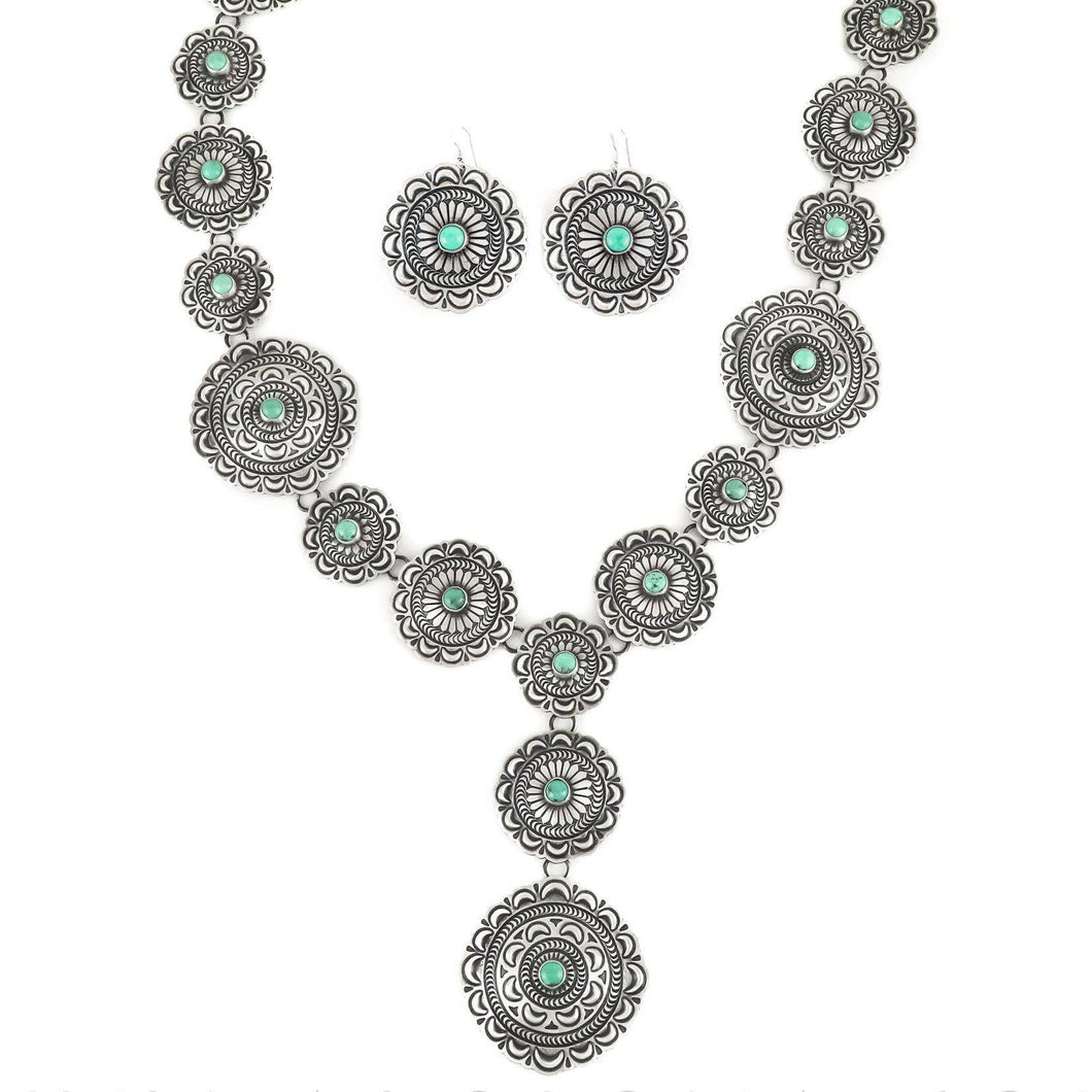Harold Joe Navajo Stamp Concho Necklace - Shumakolowa Native Arts