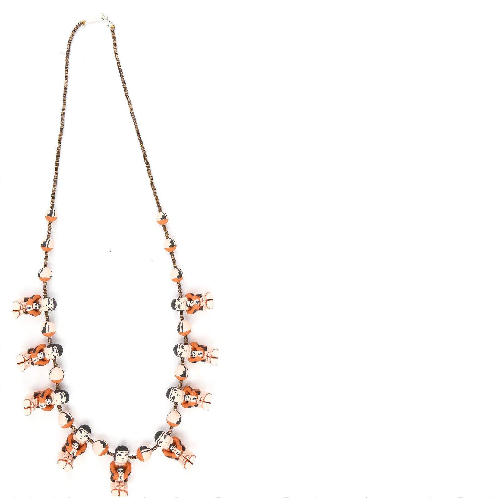 Angelina Bailon Santo Domingo Sitting Storyteller Necklace & Earring Set - Shumakolowa Native Arts