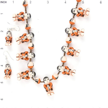 Angelina Bailon Santo Domingo Sitting Storyteller Necklace & Earring Set - Shumakolowa Native Arts