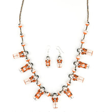 Load image into Gallery viewer, Angelina Bailon Santo Domingo Standing Storyteller Necklace &amp; Earring Set - Shumakolowa Native Arts
