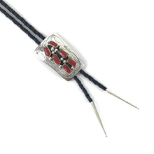 Load image into Gallery viewer, Wallace Reyes Coral Stamp Bolo Tie-Indian Pueblo Store
