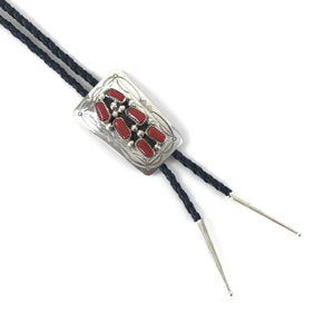 Wallace Reyes Coral Stamp Bolo Tie-Indian Pueblo Store