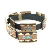 Load image into Gallery viewer, Stanton Lance Brass Wood and Turquoise Inlay Concho Belt-Indian Pueblo Store
