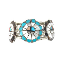 Load image into Gallery viewer, Bob Pedro Multi-Gemstone Inlay Sunface Cluster Bracelet-Indian Pueblo Store
