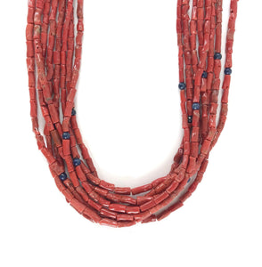 Evelyn Morgan Eight Strand Coral and Lapis Necklace-Indian Pueblo Store