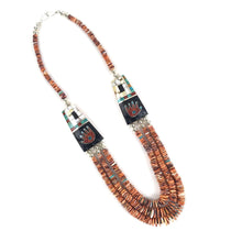 Load image into Gallery viewer, Mary Coriz Lovato Lions Paw Shell Mosaic Inlay Graduated Heishi Necklace-Indian Pueblo Store
