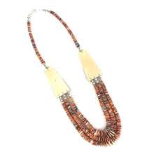Load image into Gallery viewer, Mary Coriz Lovato Lions Paw Shell Mosaic Inlay Graduated Heishi Necklace-Indian Pueblo Store
