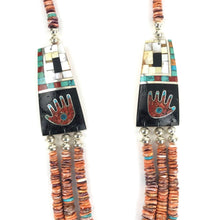 Load image into Gallery viewer, Mary Coriz Lovato Lions Paw Shell Mosaic Inlay Graduated Heishi Necklace-Indian Pueblo Store
