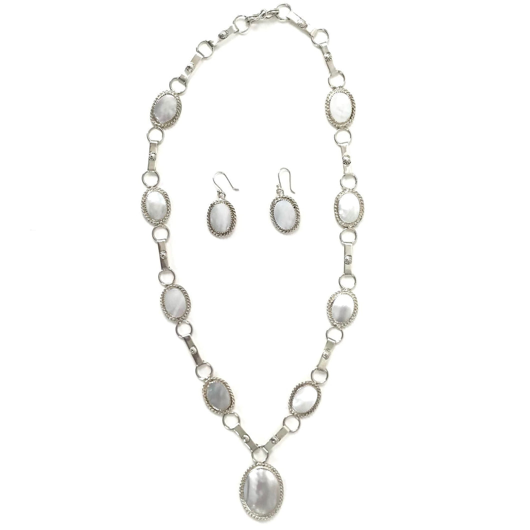 John Aguilar Mother of Pearl Necklace and Earring Set-Indian Pueblo Store