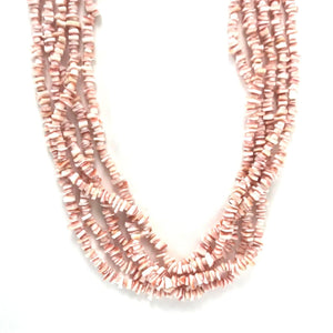 John Aquilar 5-Strand Pink Oyster Shell Necklace-Indian Pueblo Store