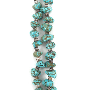 John and Mary Aquilar Two Strand Nevada Turquoise Heishi Necklace-Indian Pueblo Store