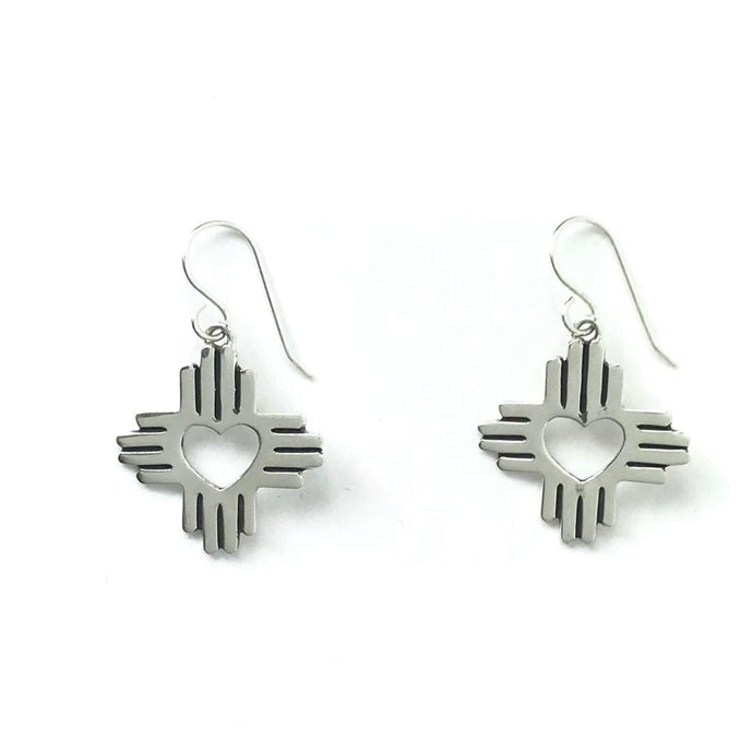 Raymond Coriz Zia Sun Heart Earrings-Indian Pueblo Store