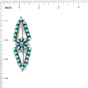 Sterling Silver and Turquoise Petit Point Pin-Indian Pueblo Store
