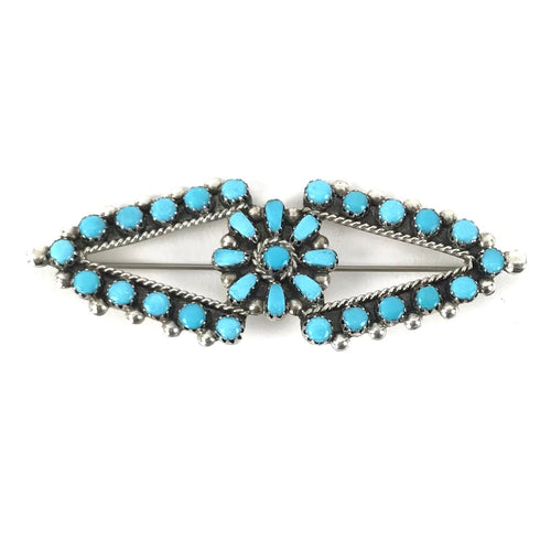 Sterling Silver and Turquoise Petit Point Pin-Indian Pueblo Store