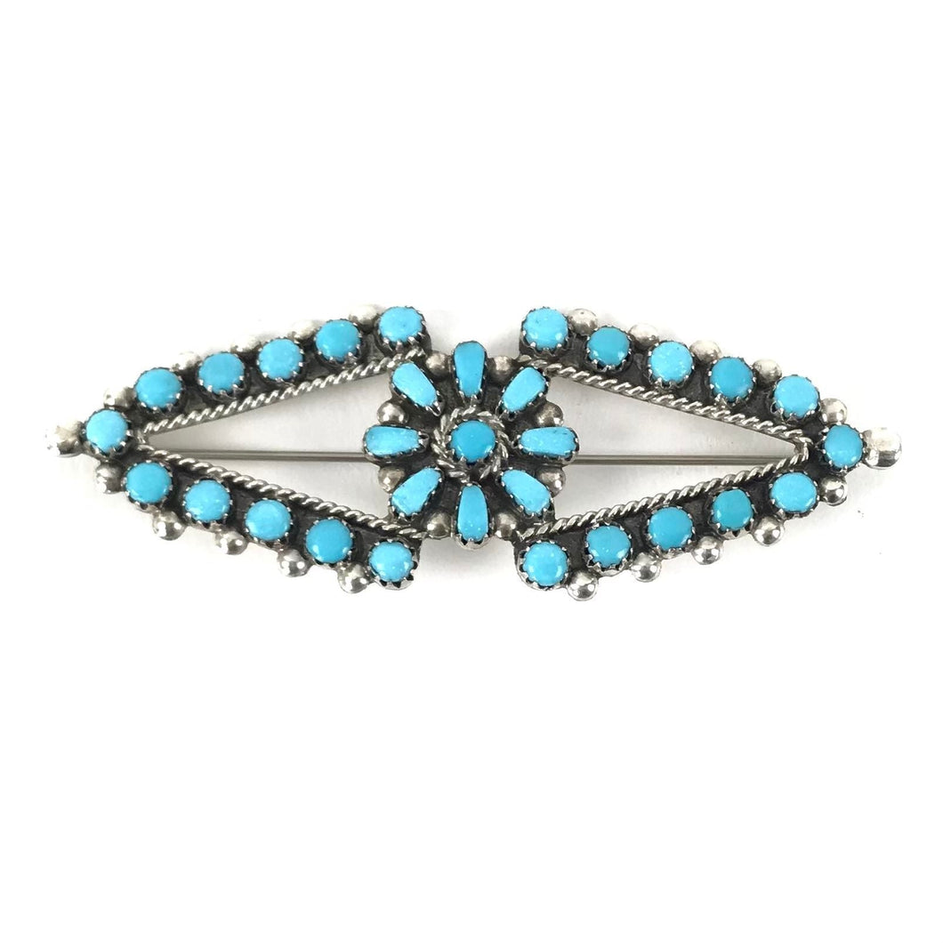 Sterling Silver and Turquoise Petit Point Pin-Indian Pueblo Store
