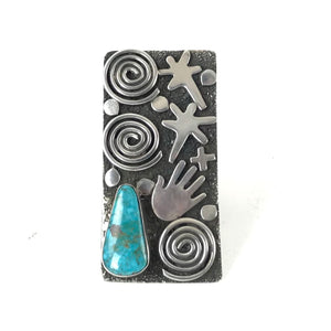 Alex Sanchez Turquoise Petroglyph Ring-Indian Pueblo Store
