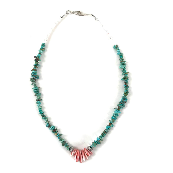Everett and Mary Teller Turquoise and Spiny Oyster Shell Necklace-Indian Pueblo Store