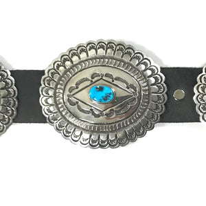 Leonard Maloney Stamped Turquoise Concho Belt-Indian Pueblo Store