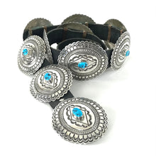 Load image into Gallery viewer, Leonard Maloney Stamped Turquoise Concho Belt-Indian Pueblo Store
