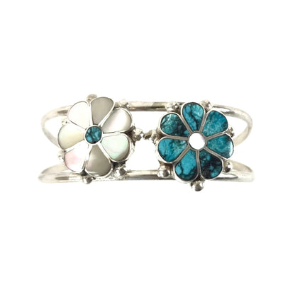 Benina Kallestewa Turquoise and Snail Shell Floral Bracelet-Indian Pueblo Store