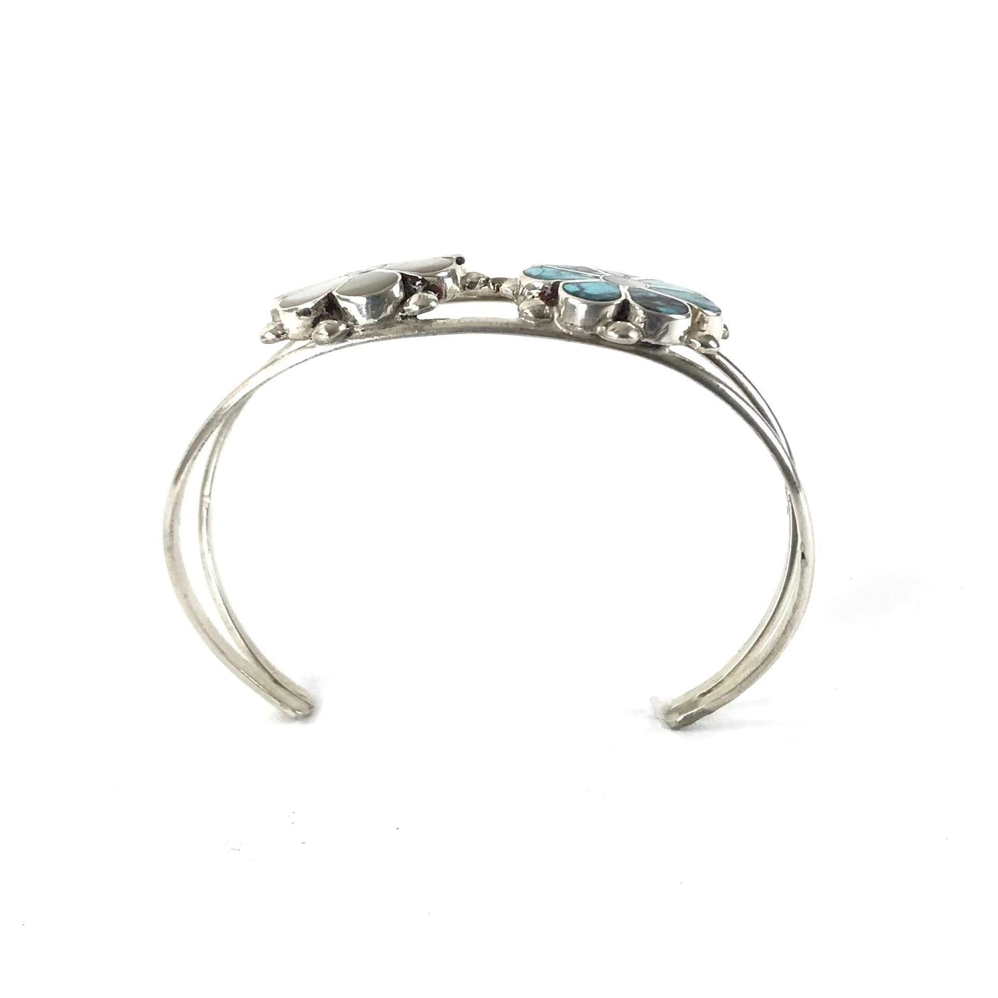 Benina Kallestewa Turquoise and Snail Shell Floral Bracelet-Indian Pueblo Store