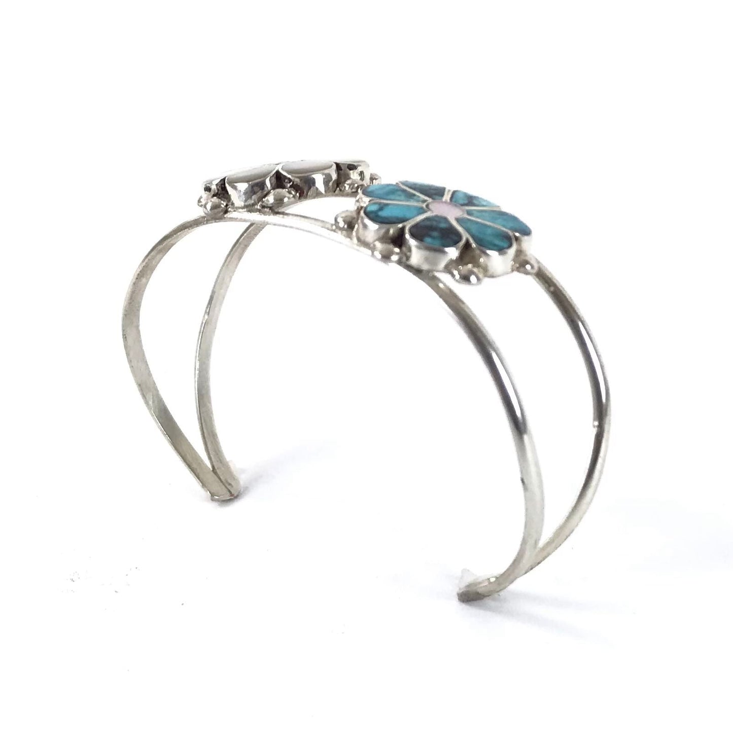 Benina Kallestewa Turquoise and Snail Shell Floral Bracelet-Indian Pueblo Store