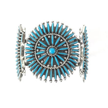 Load image into Gallery viewer, Lance and Cordelia Waatsa Turquoise Needlepoint Cluster Bracelet-Indian Pueblo Store
