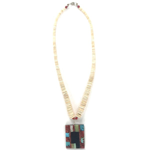 Joe and Marilyn Pacheco Mosaic Pendant Choker Necklace-Indian Pueblo Store