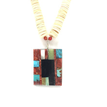 Load image into Gallery viewer, Joe and Marilyn Pacheco Mosaic Pendant Choker Necklace-Indian Pueblo Store

