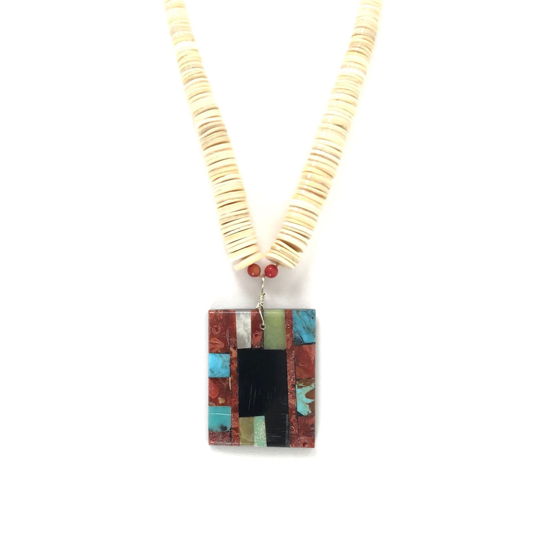 Joe and Marilyn Pacheco Mosaic Pendant Choker Necklace-Indian Pueblo Store
