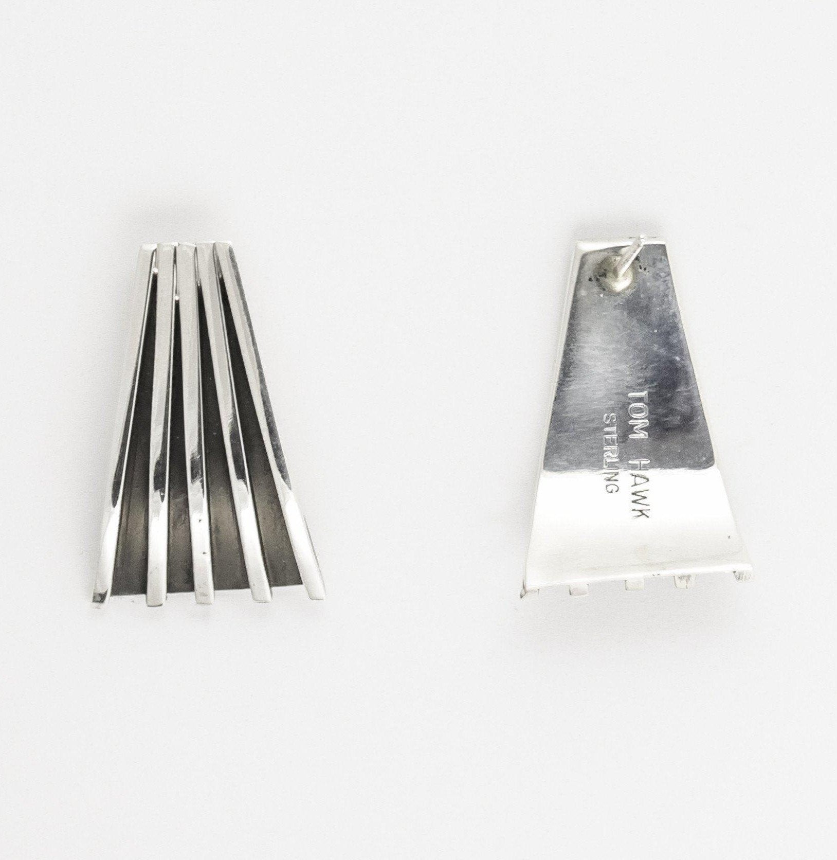 Tom Hawk Sterling Silver Channel Drop Earrings - Shumakolowa Native Arts