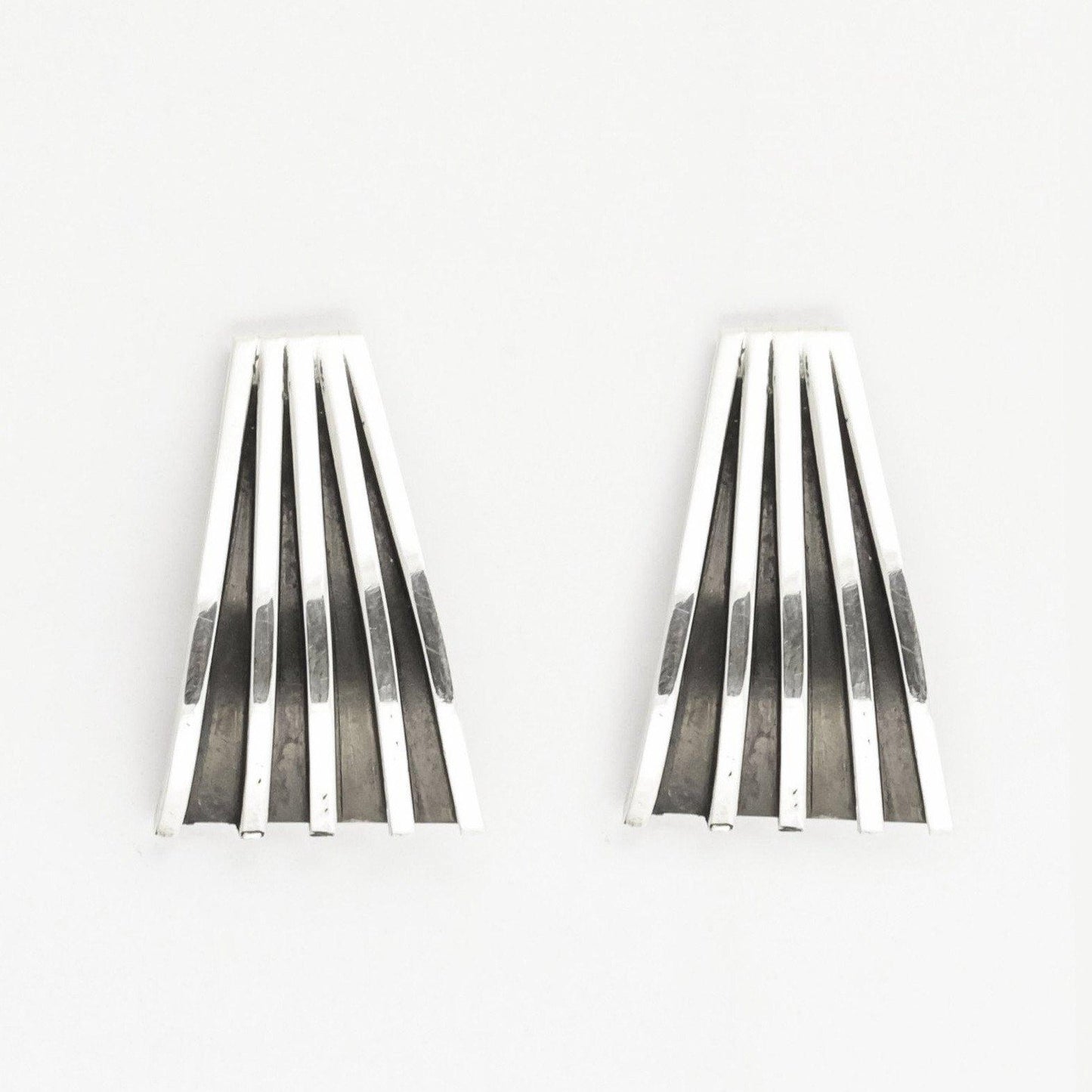 Tom Hawk Sterling Silver Channel Drop Earrings - Shumakolowa Native Arts