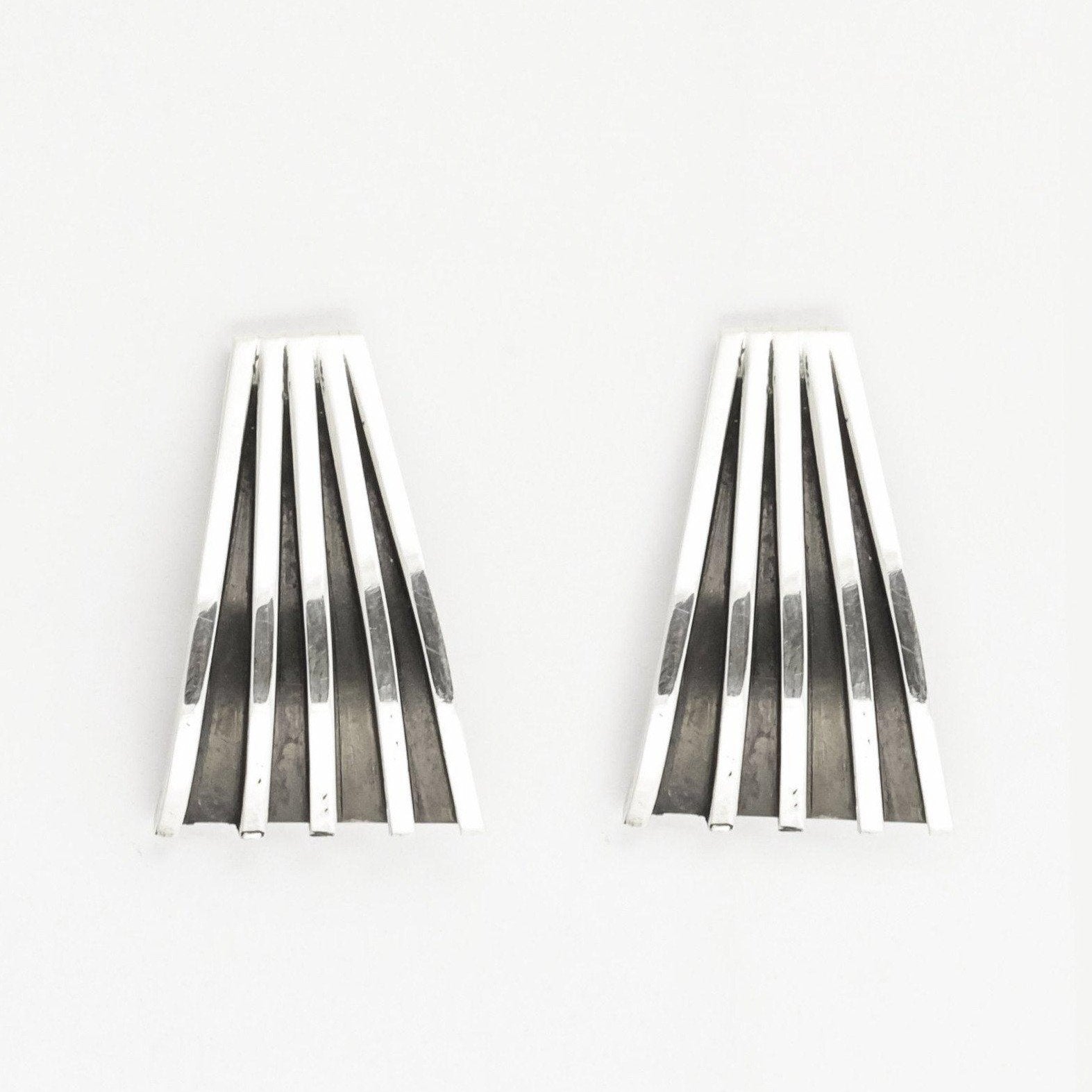 Tom Hawk Sterling Silver Channel Drop Earrings - Shumakolowa Native Arts